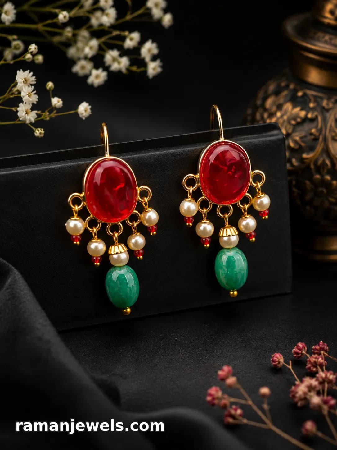 Elegant Gold-Plated Statement Earrings. alternate view