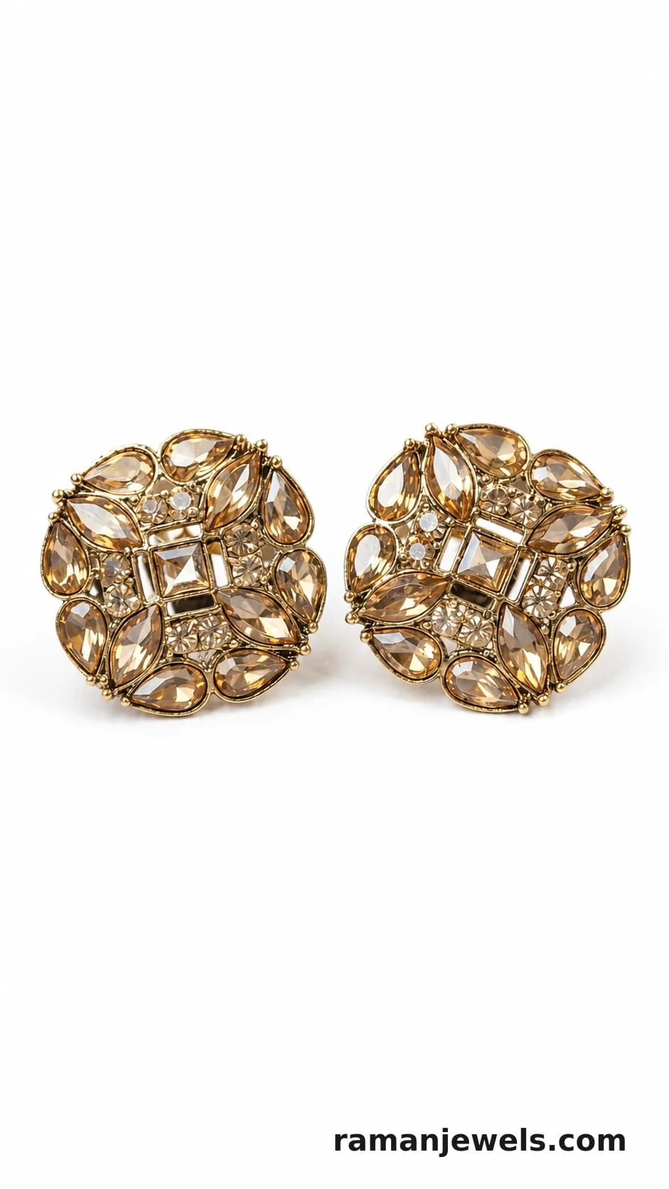 Elegant Champagne Crystal Stud Earrings