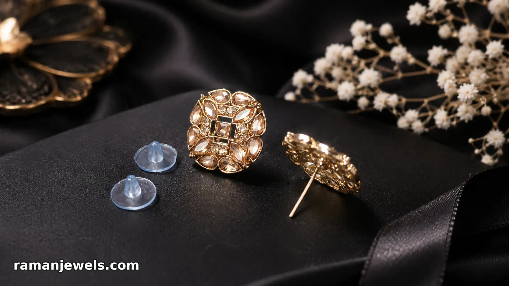 Elegant Champagne Crystal Stud Earrings alternate view
