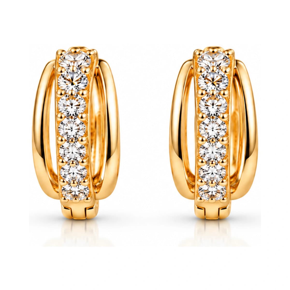 Elegant Gold-Tone Cz Huggie Hoop Earrings For Women