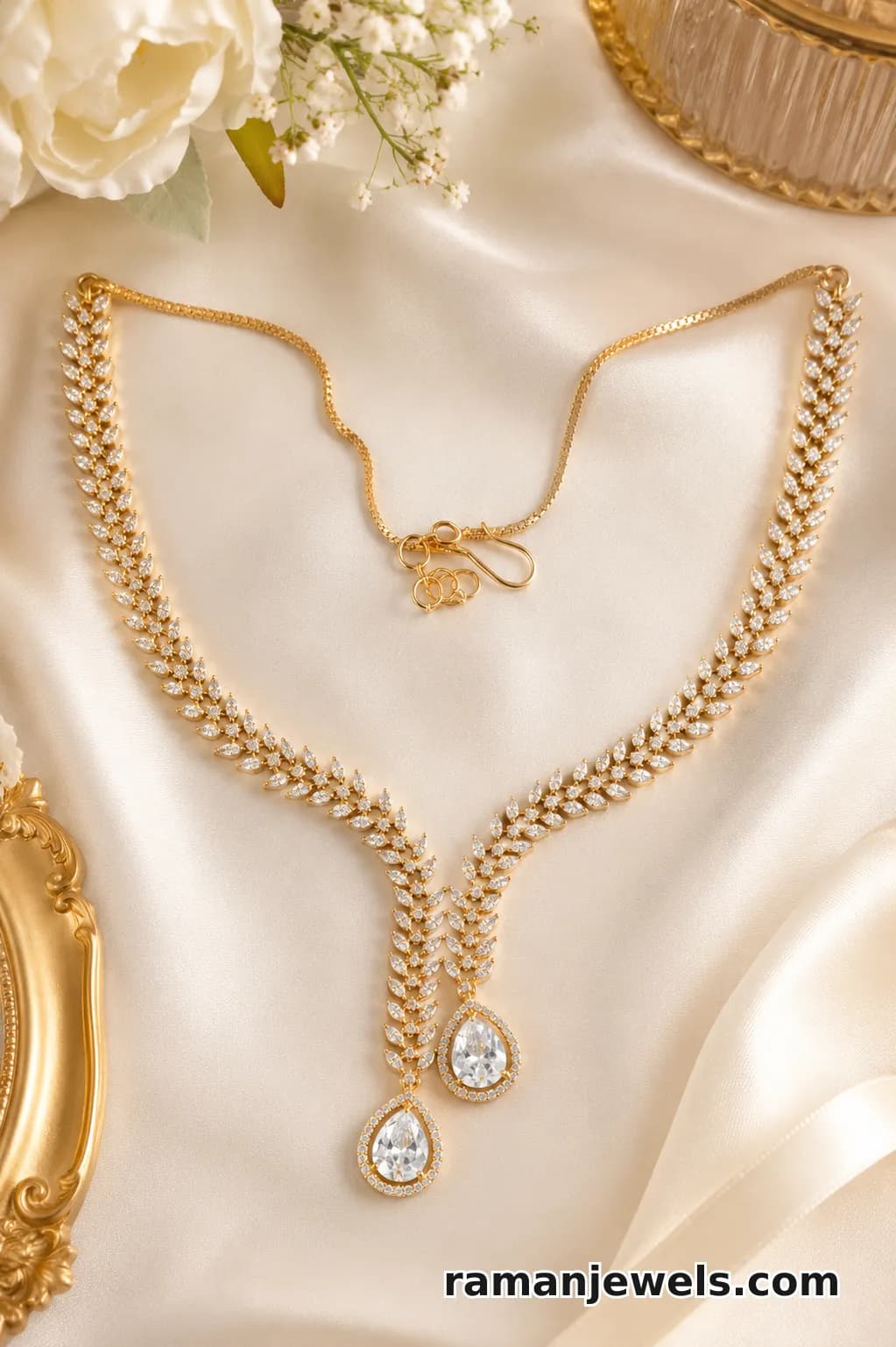 American Diamond Necklace Set, Designed To Add Timeless Sparkle To Every Occasion. Crafted With A Luxurious Gold-Plated Finish alternate view