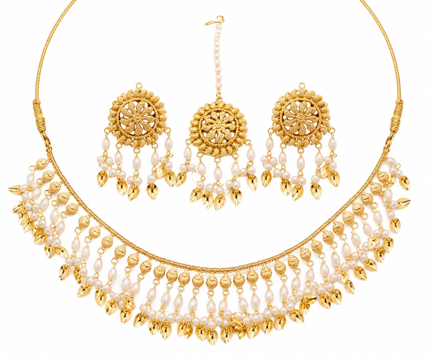 Elegant Gold-Tone Traditional Necklace Set
