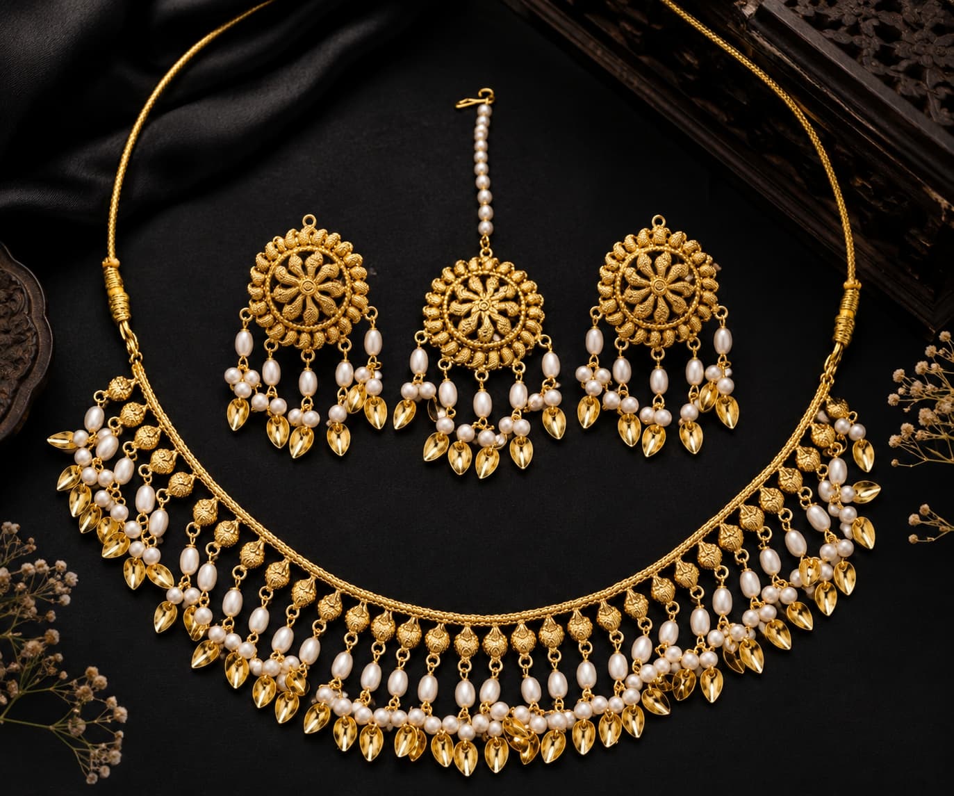 Elegant Gold-Tone Traditional Necklace Set alternate view