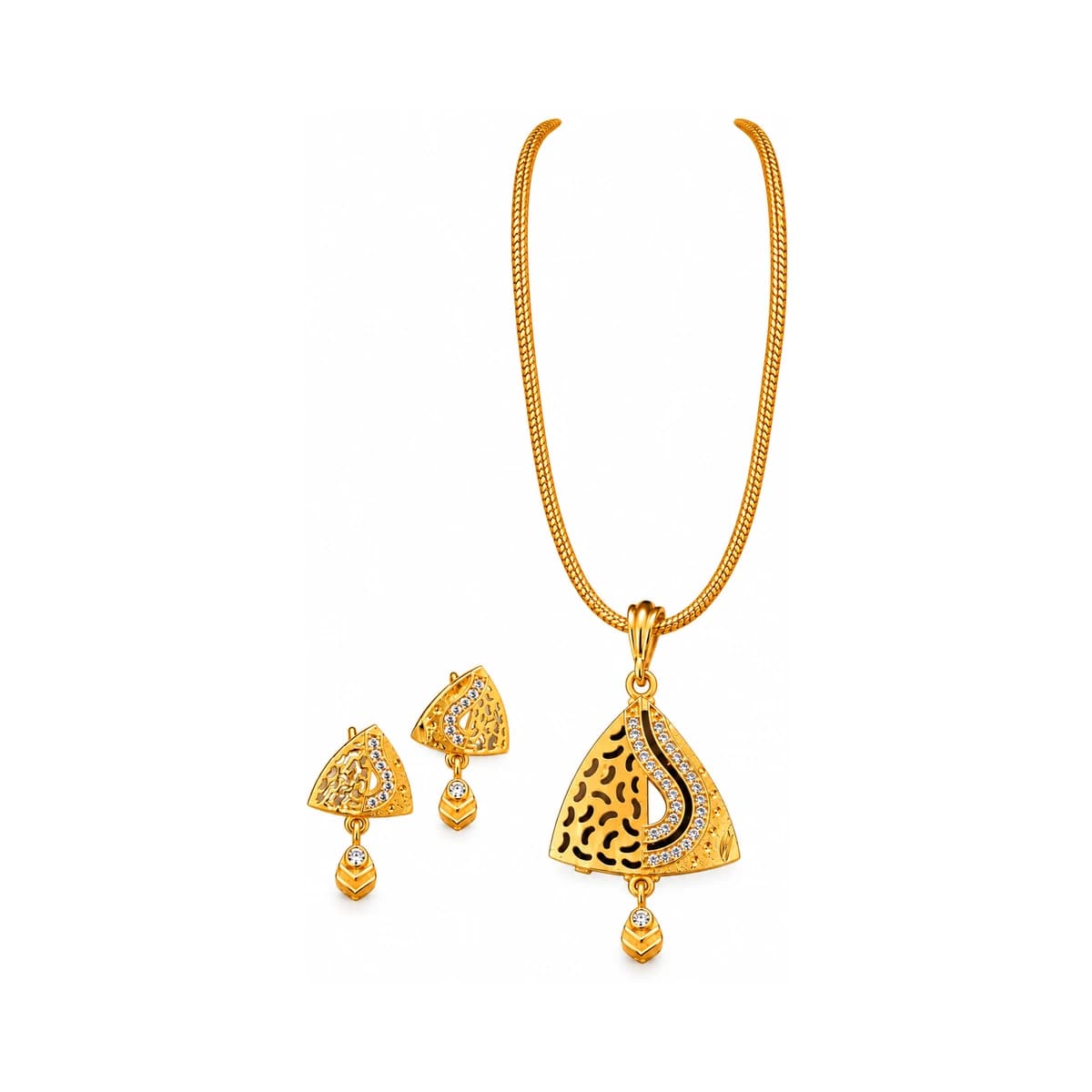 Gold-Plated Necklace And Matching Earrings Set