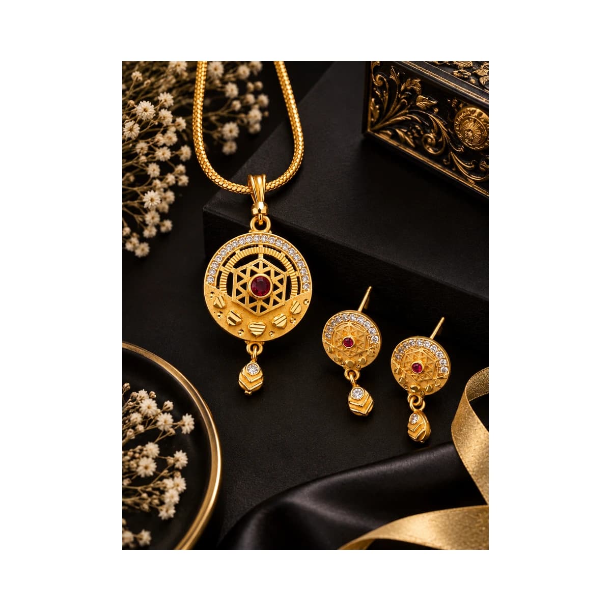 Gold-Finish Imitation Jewellery Set alternate view