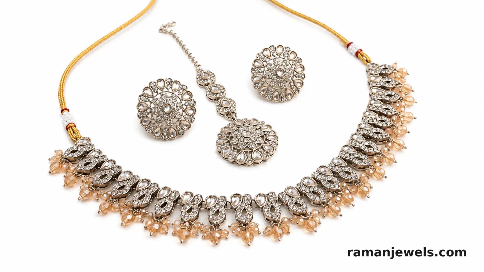 Choker Jewellery Set, Crafted With A Luxurious Silver-Tone Finish And Adorned With Sparkling Teardrop-Shaped Cubic Zirconia Stones