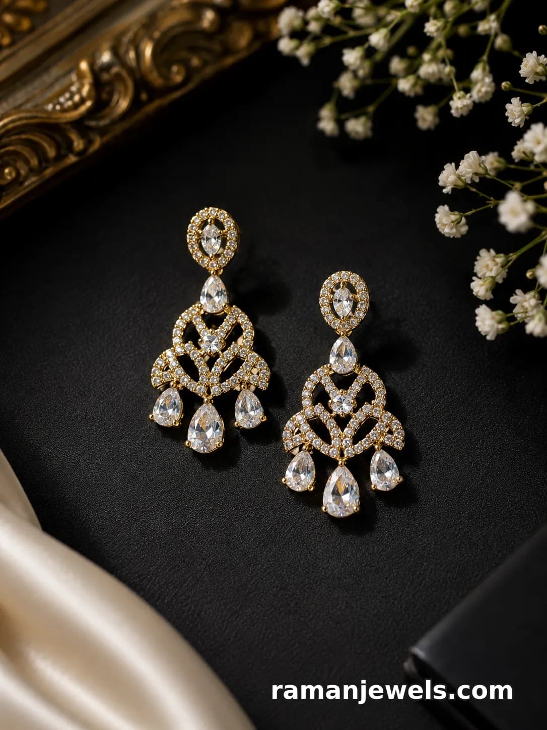 Elegant Gold-Plated Cz Necklace Set With Matching Earrings alternate view
