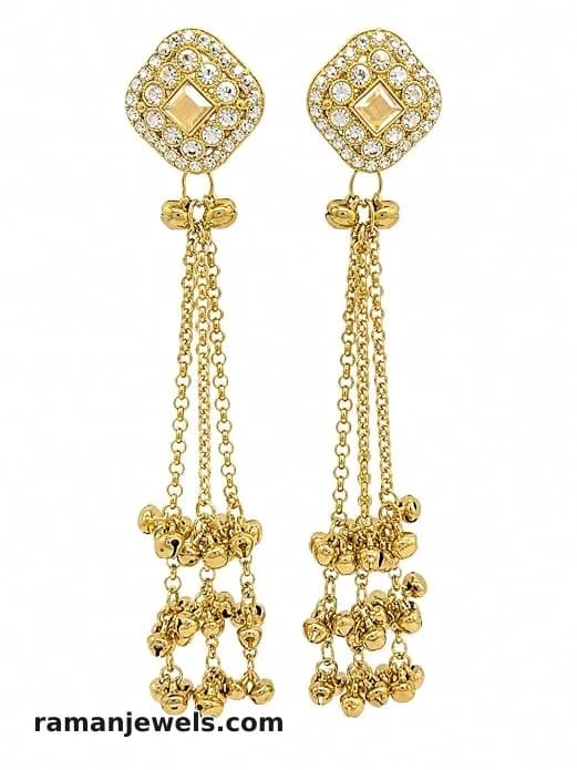 Gold-Tone Crystal Tassel Earrings