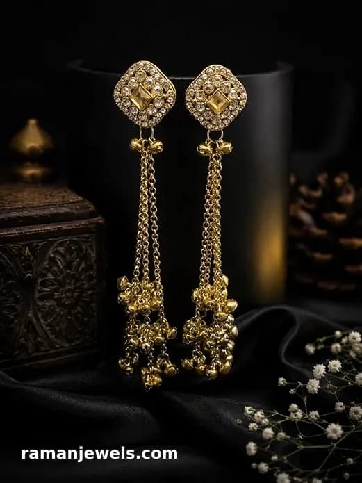 Gold-Tone Crystal Tassel Earrings alternate view