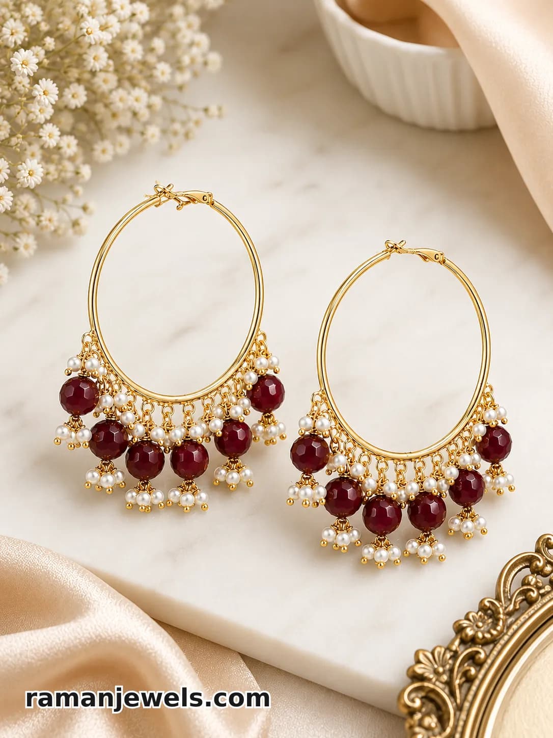 Elegance To Your Jewellery Collection With These Exquisite Gold-Tone Hoop Earrings, alternate view
