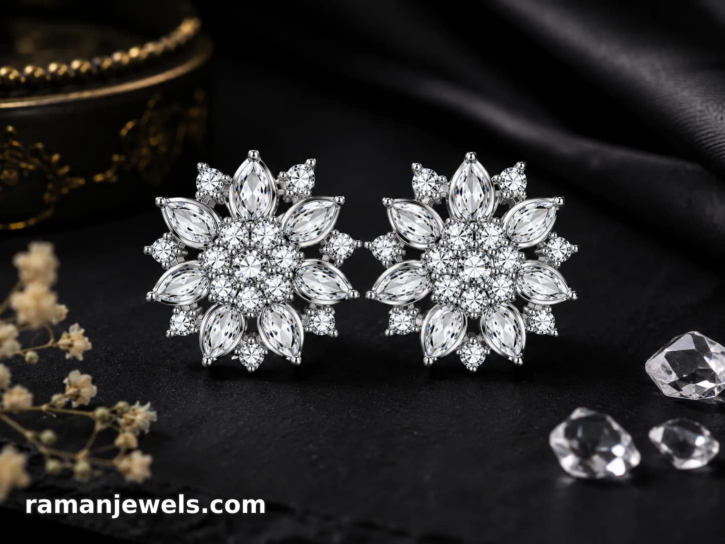 Elegant Floral-Inspired Stud Earrings alternate view