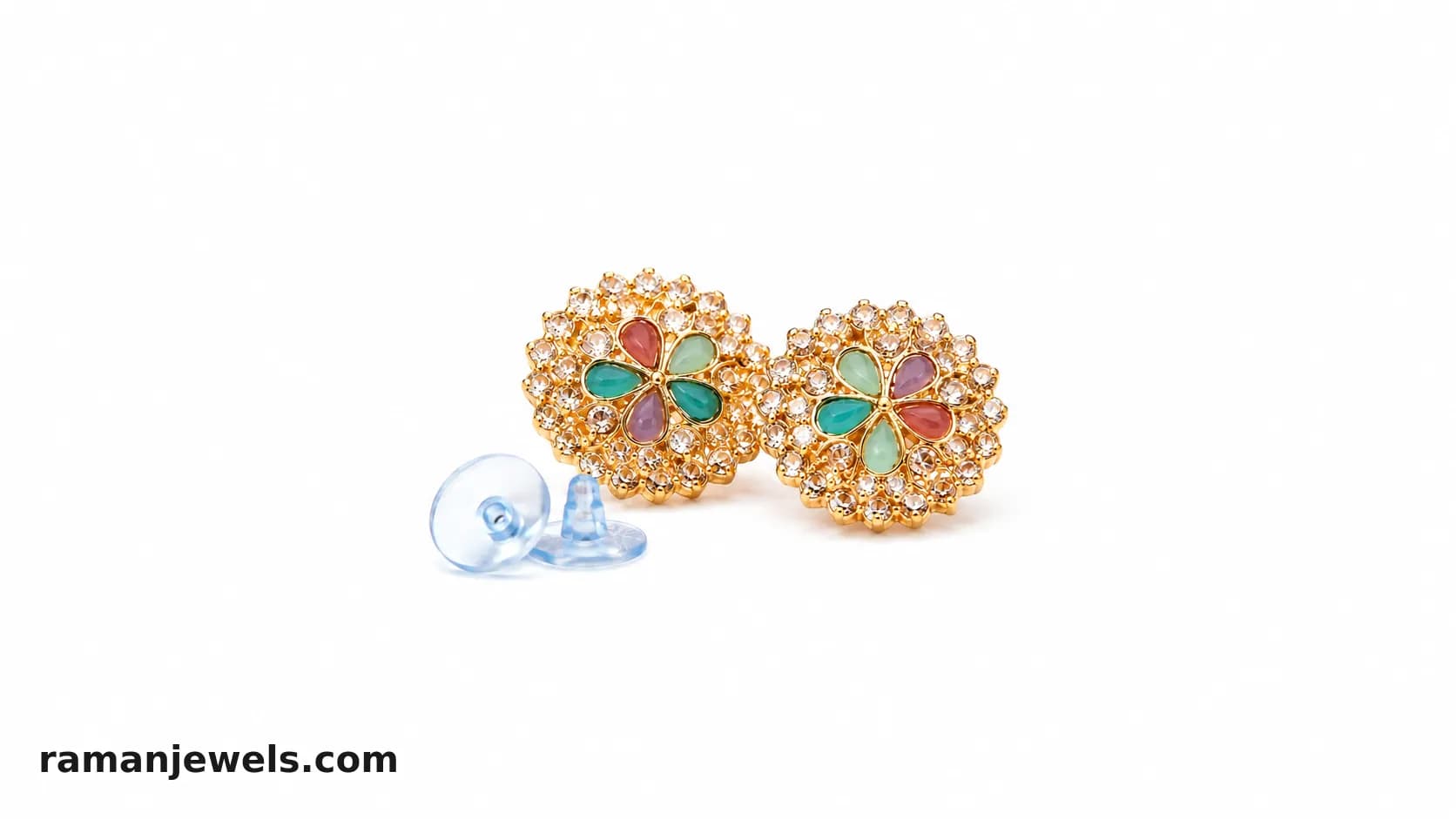 Pastel Floral Crystal Stud Earrings