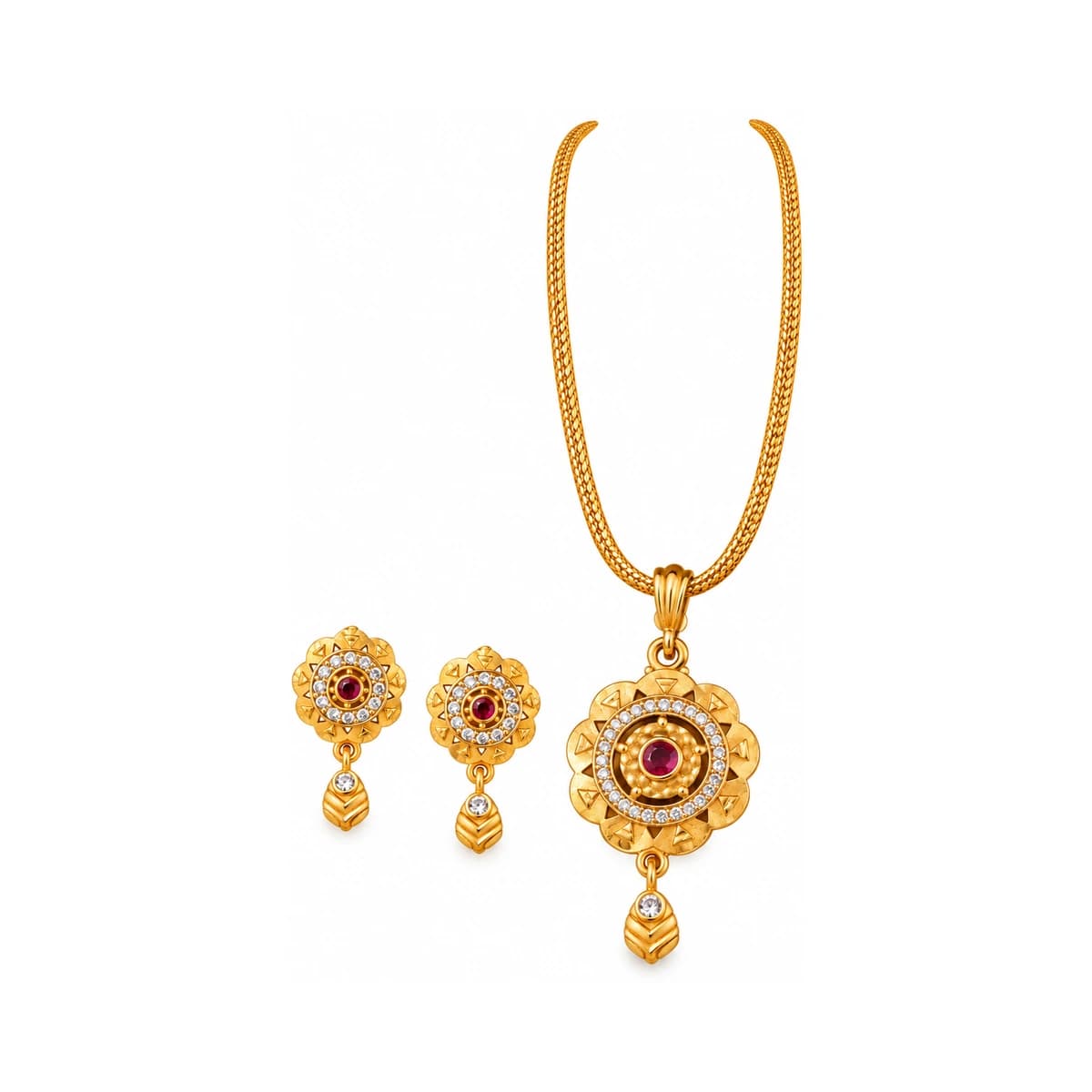 Elegant Gold-Tone Necklace And Matching Earrings