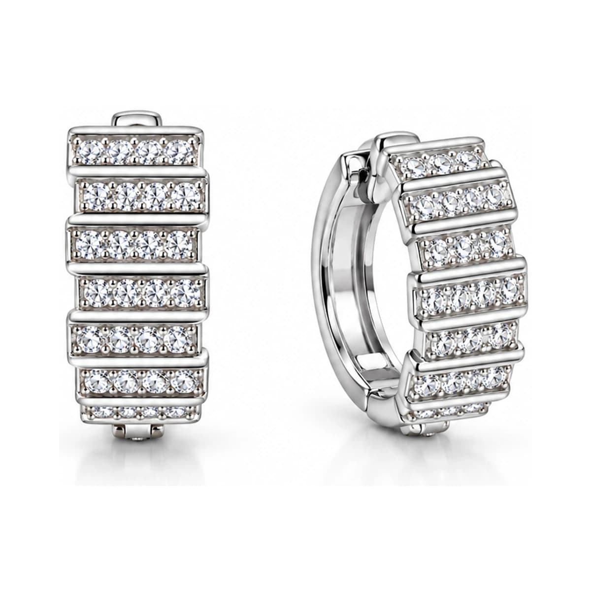 Elegant Silver-Tone Cz Huggie Hoop Earrings For Women